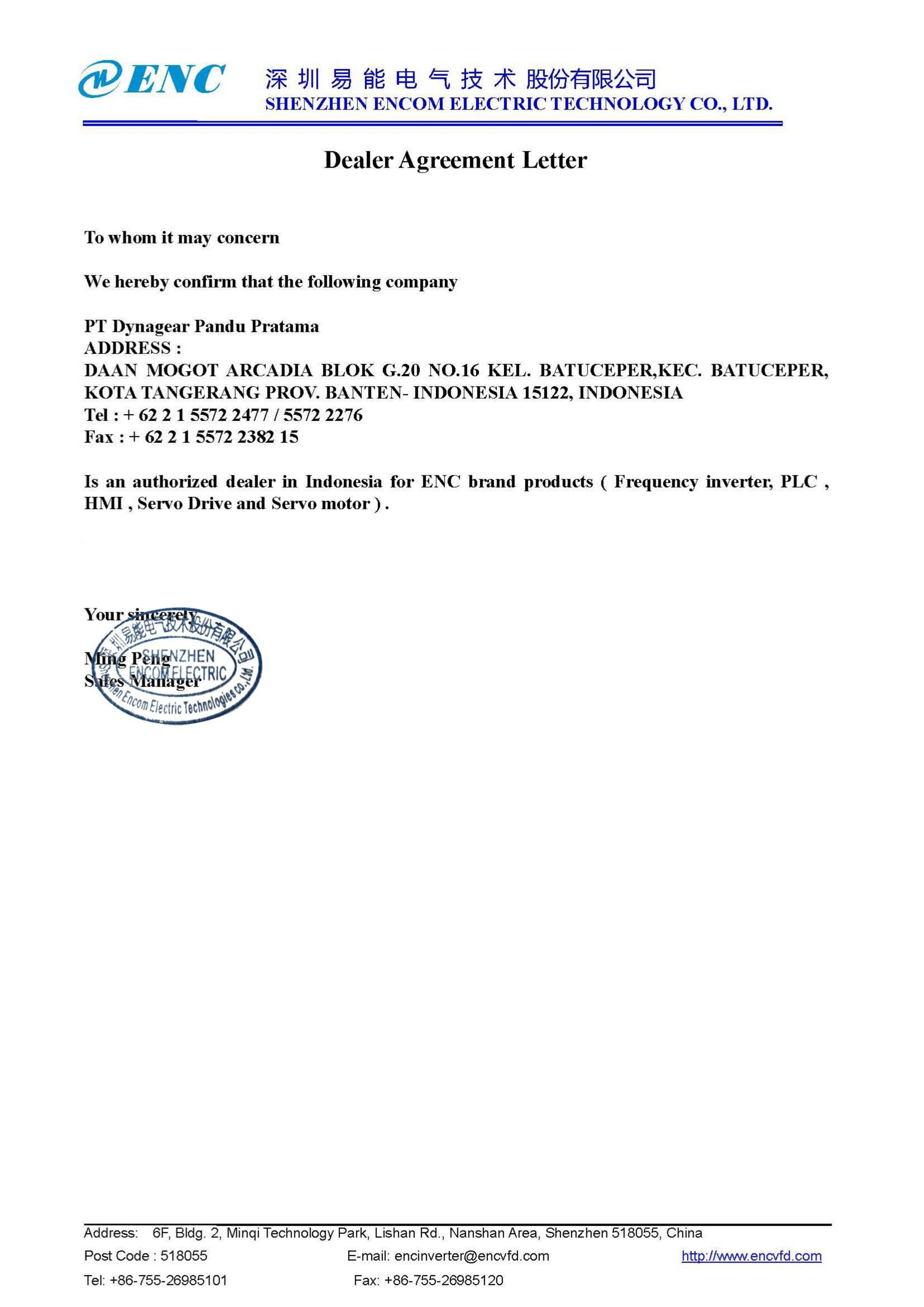 Agreemenet Letter Marelli Motori